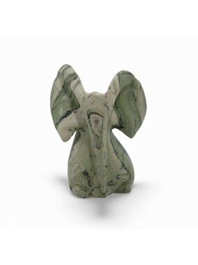 Hand Carved Butter Jade Stone Elephant Sculpture South Africa Signed Peter 4.7"